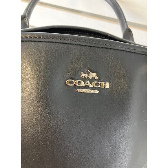 COACH F57630 BLACK SMOOTH LEATHER PURPLE FLORAL HANDBAG - Picture 6 of 16